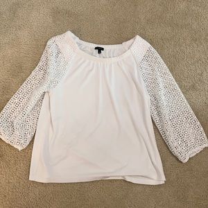 Ladies size large blouse white top with detailed sleeves